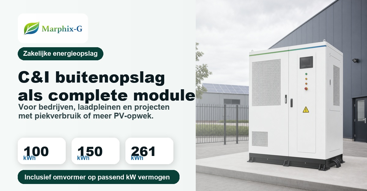 100 og 261 kWh udendørs lagring som komplet modul.